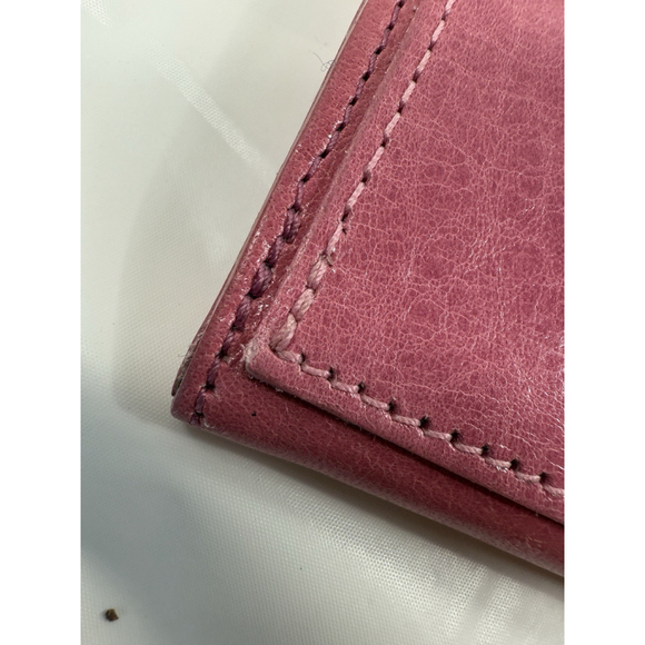 Abas Pink Leather Clutch Envelope Wallet Travel Barbie Pink - Picture 13 of 15